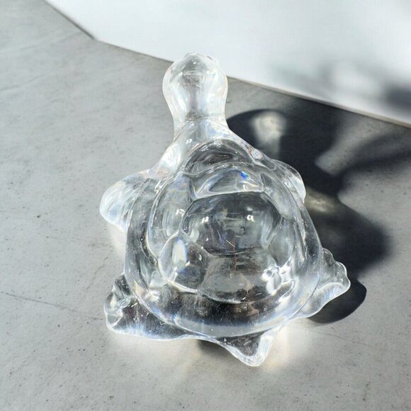 Vintage Clear Glass Crystal Miniature Turtle Reptile Figurine Decor Small Figure - Picture 2 of 15